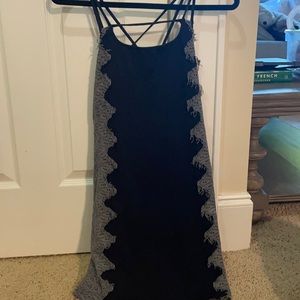 Black with grey lace detail bodycon dress